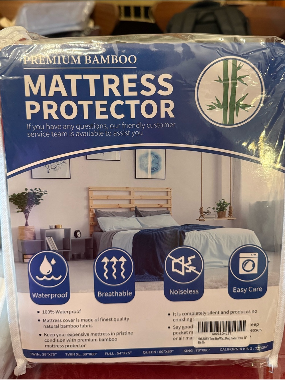 Mattress Protector - Blue Waterproof Mattress Cover